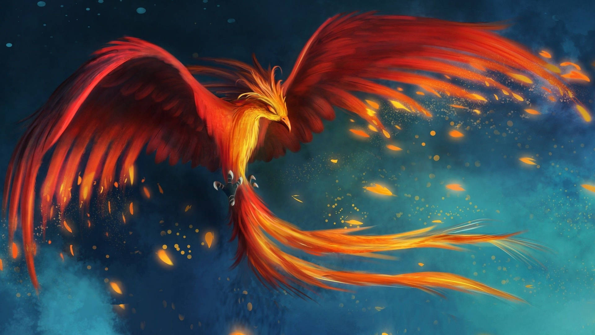 Gold And Red Phoenix Artwork Background