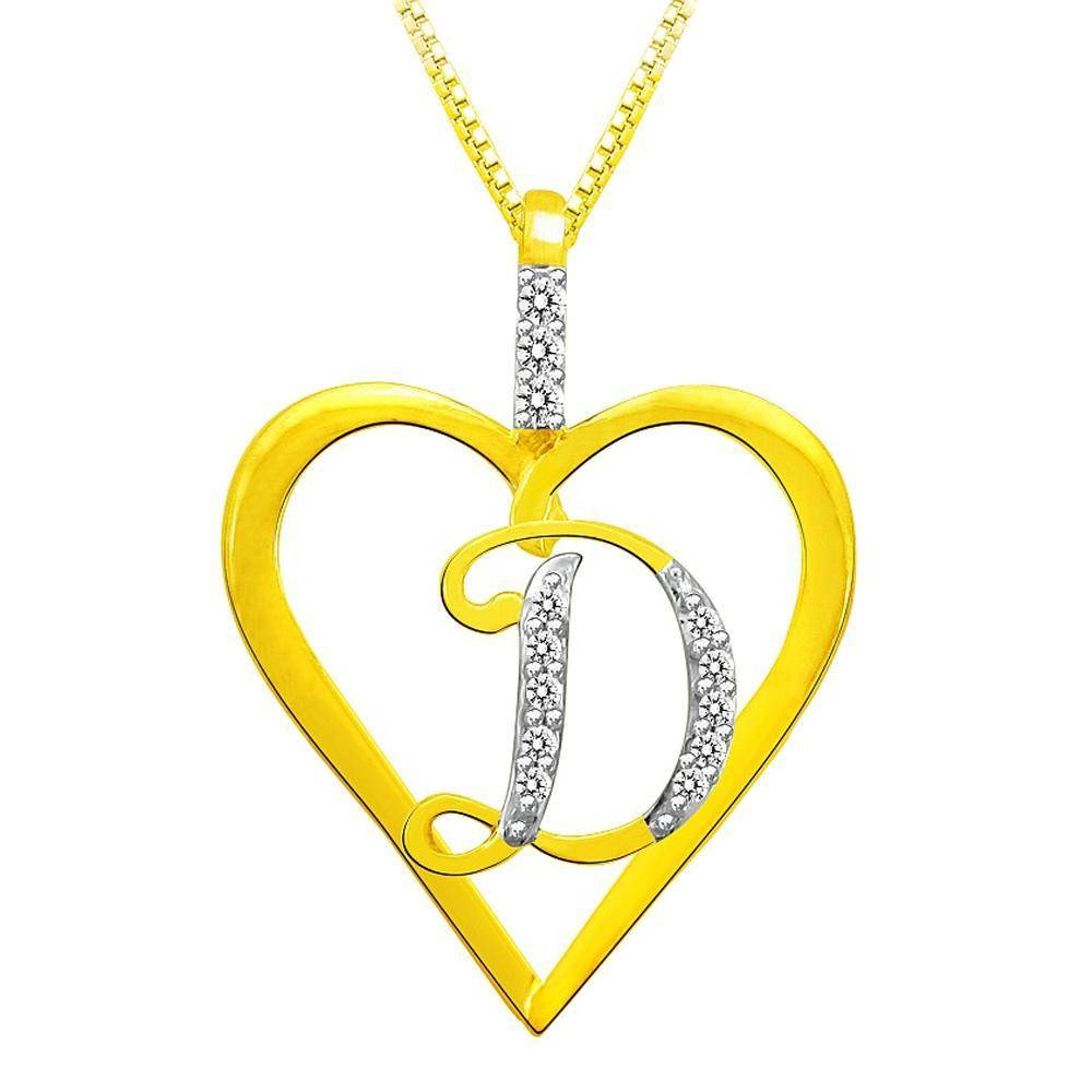 Gold And Silver Letter D Pendant