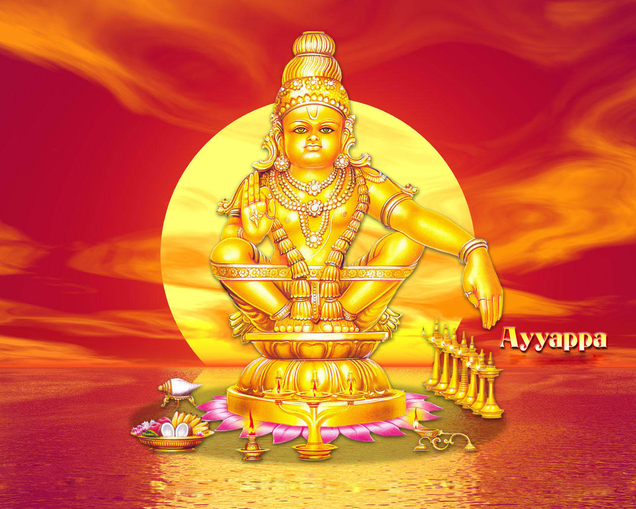 Gold Ayyappan Sun Background