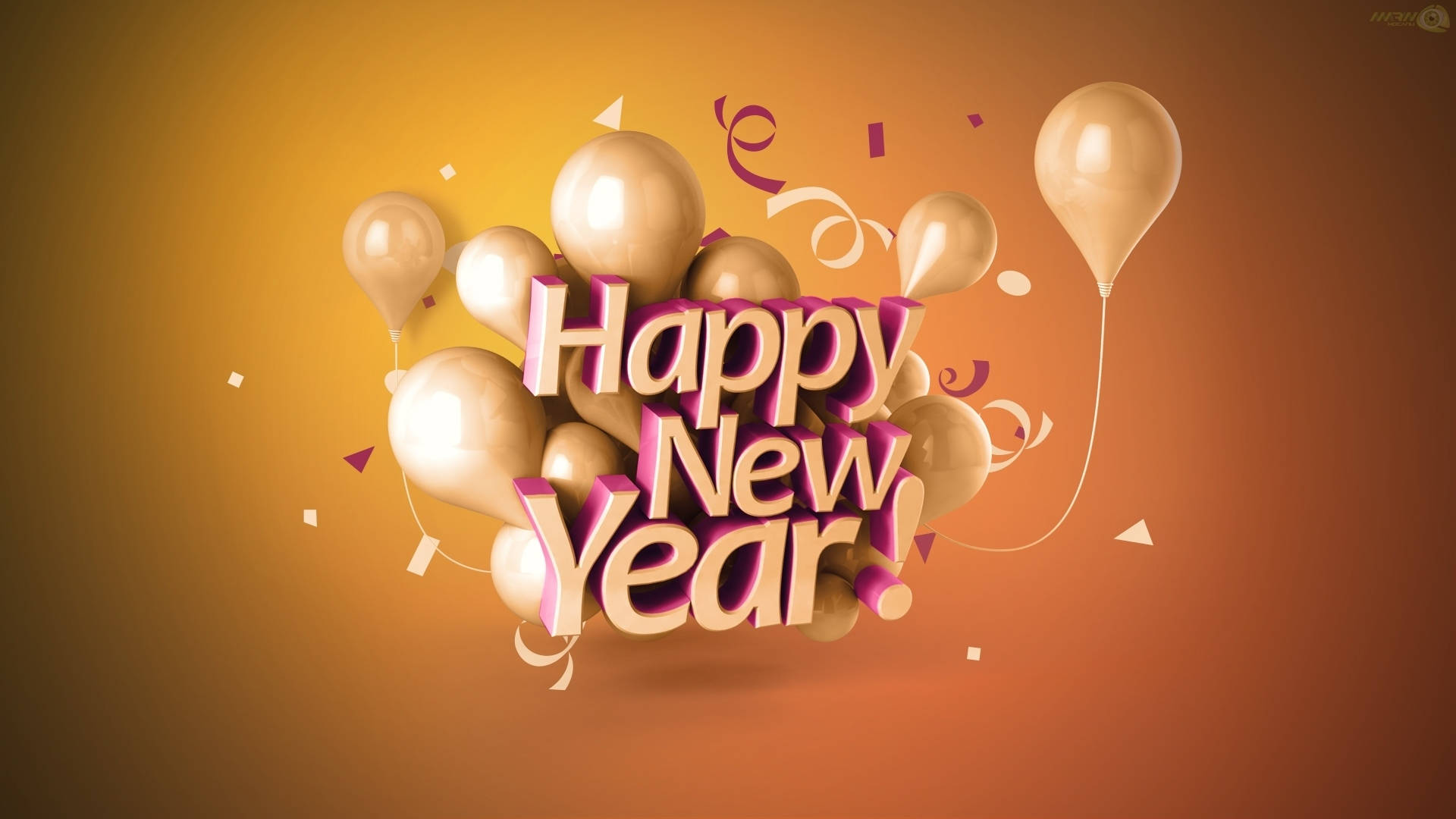 Gold Balloons New Year Greetings Background