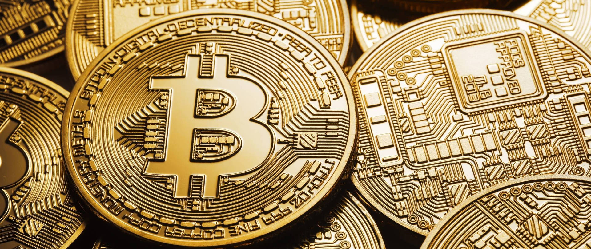 Gold Bitcoins Crypto Desktop Background