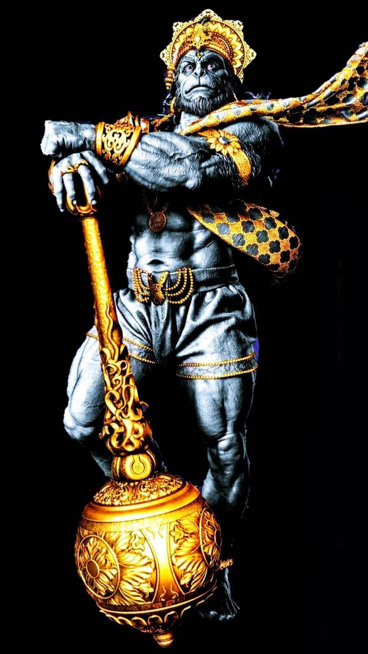 Gold Blue Jai Hanuman Art