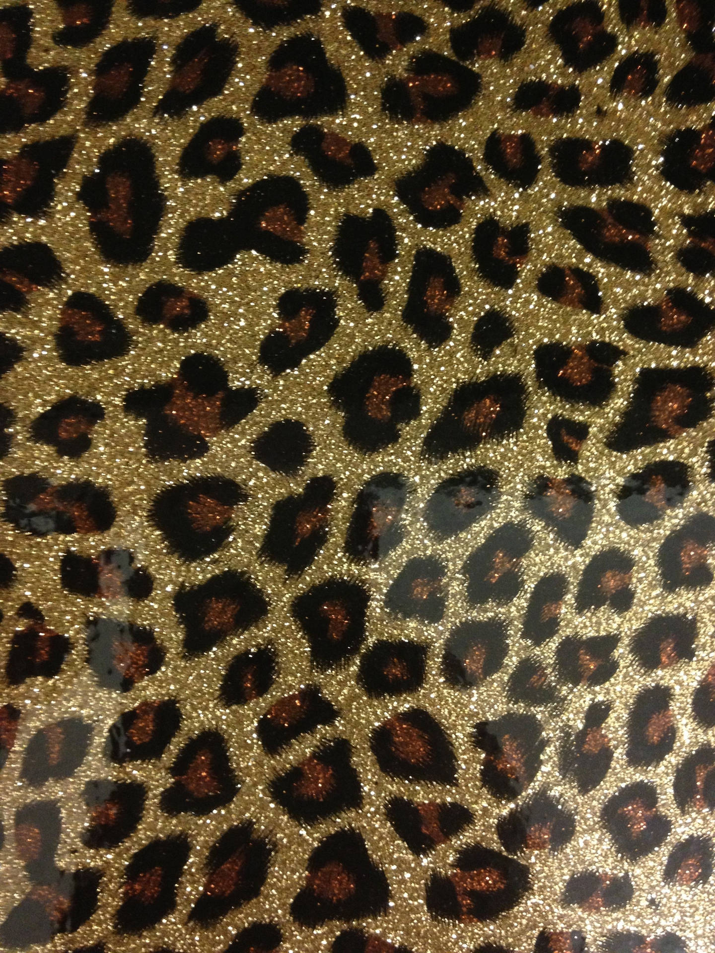 Gold Brown Glittery Leopard Print Background
