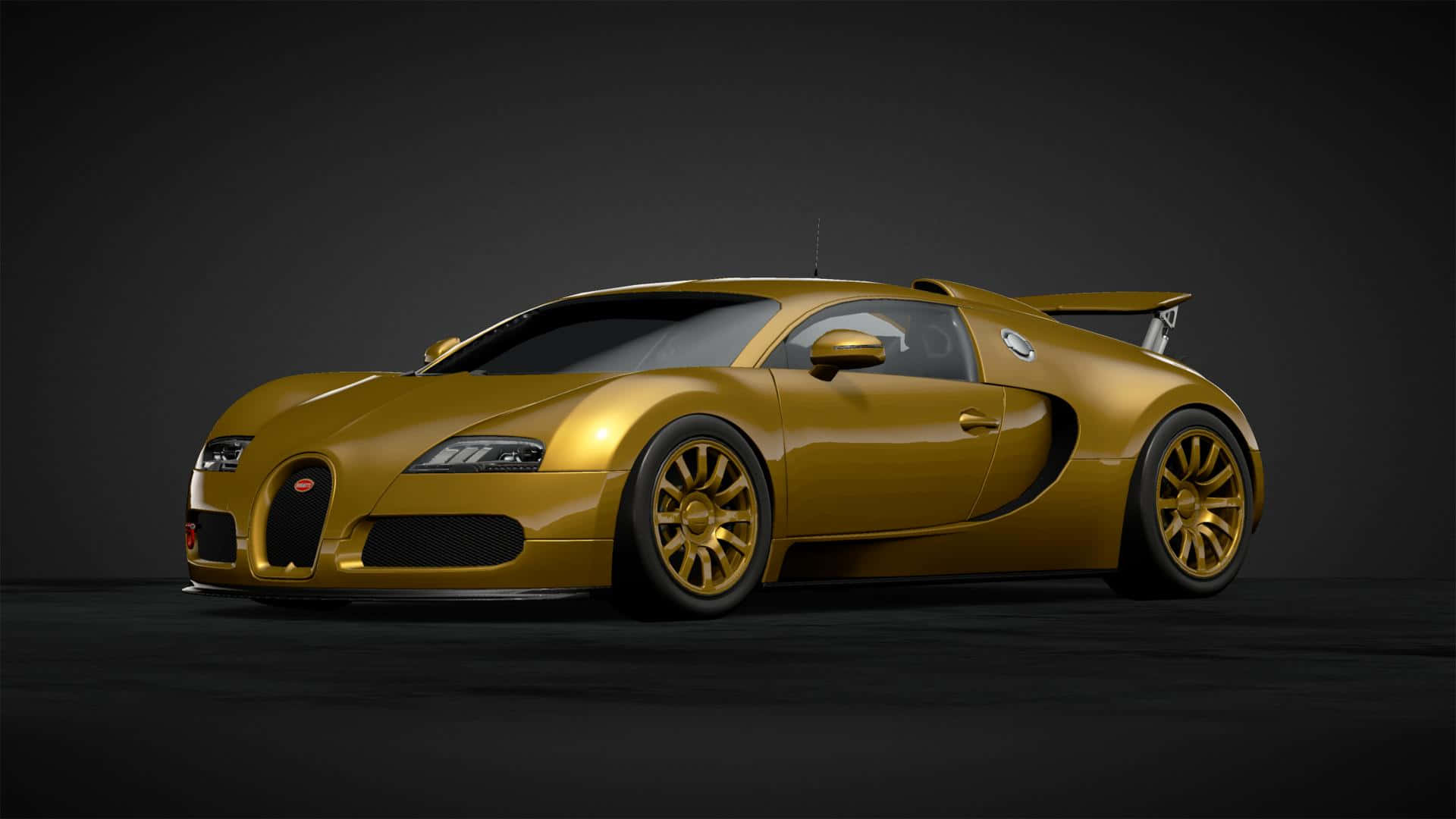 Gold Bugatti Veyron Car Black Background