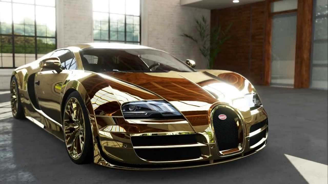 Gold Bugatti Veyron Car Door Background