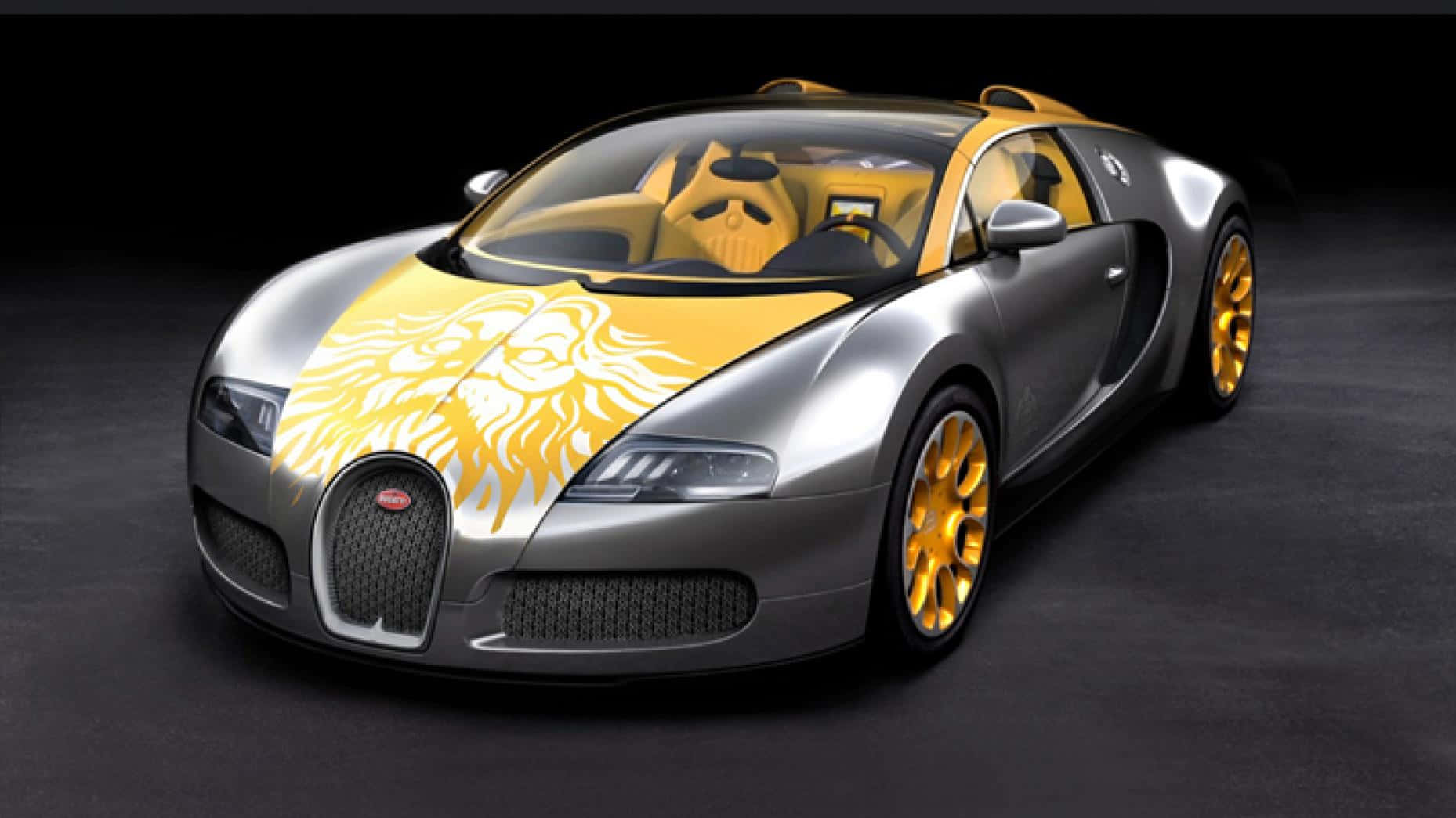 Gold Bugatti Veyron Car Surface Background