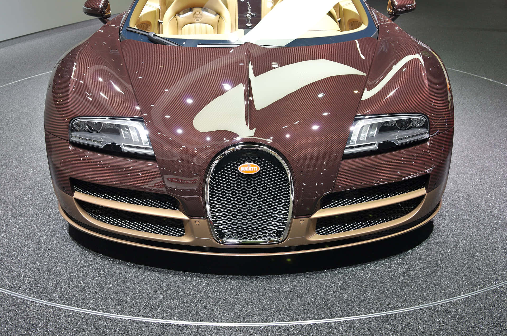 Gold Bugatti Veyron Car Zoomed In Background