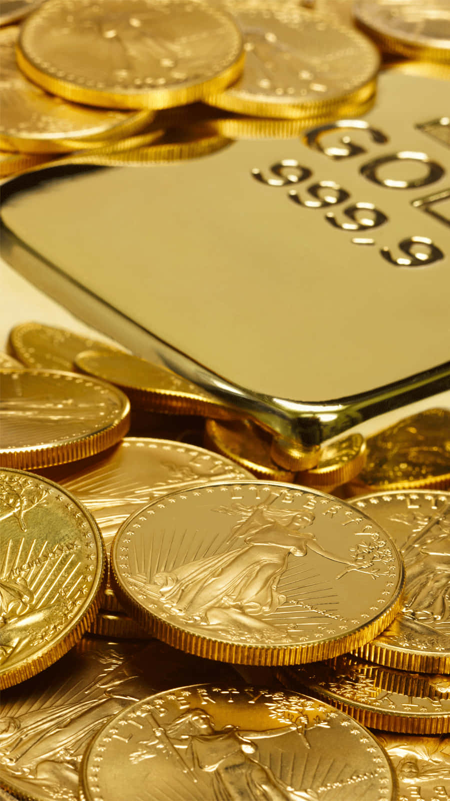 Gold Bullionand Coins Wealth Concept Background