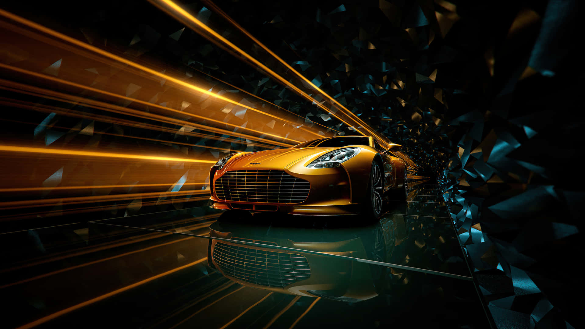 Gold Cars Aston Martin Light Background