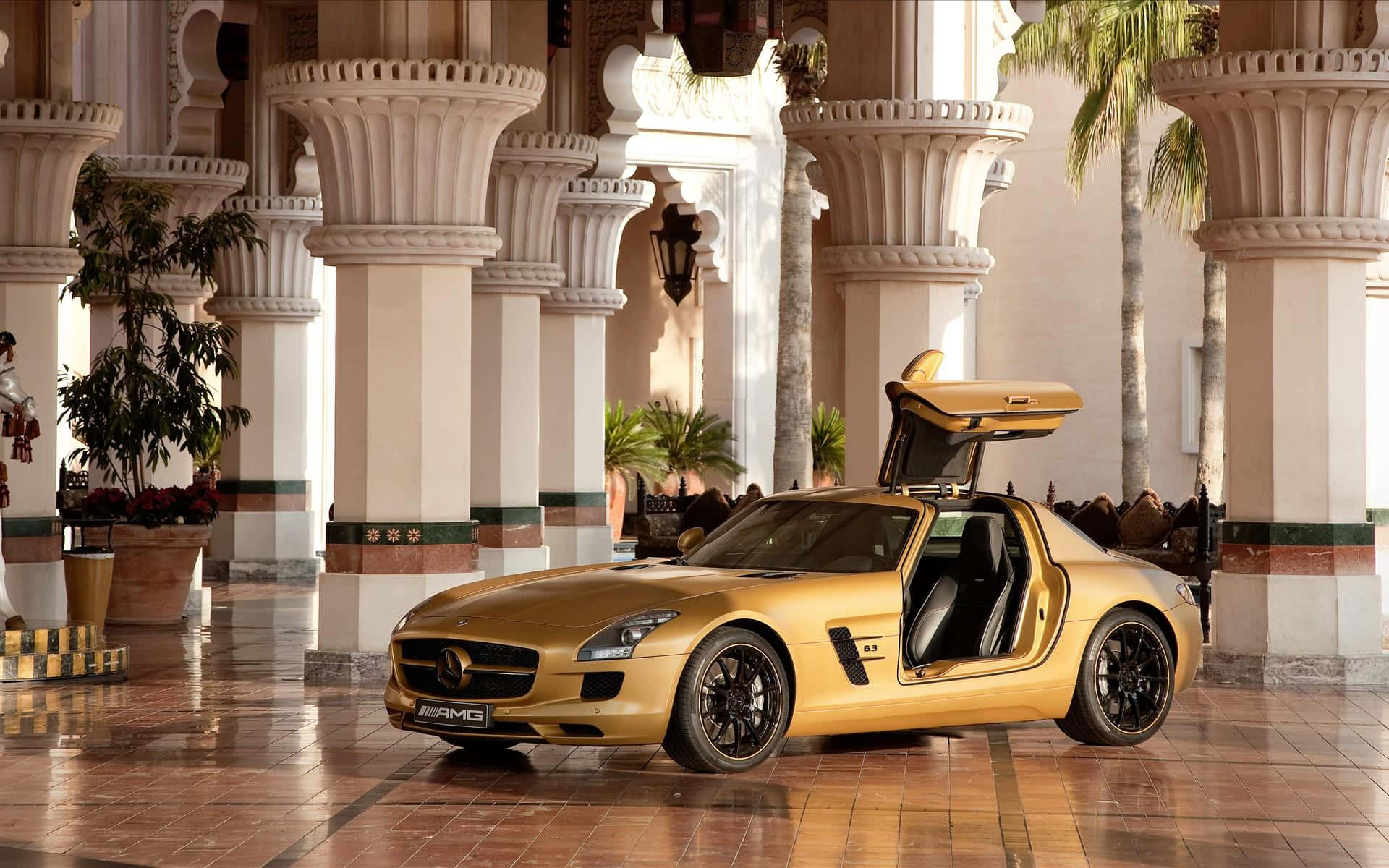 Gold Cars Inside Fancy Estate