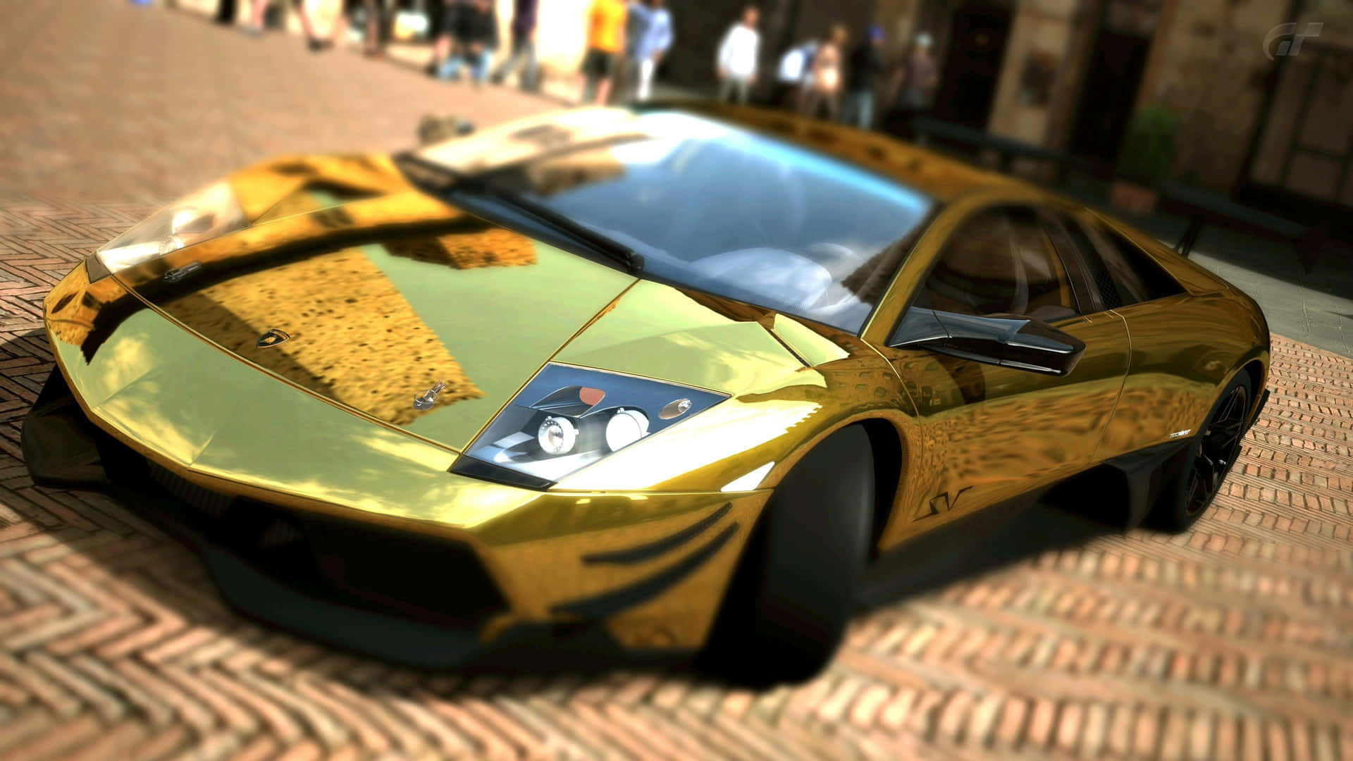 Gold Cars Lamborghini Murcielago Background
