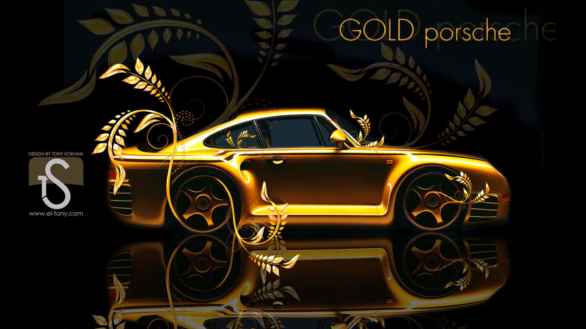 Gold Cars Porsche Background