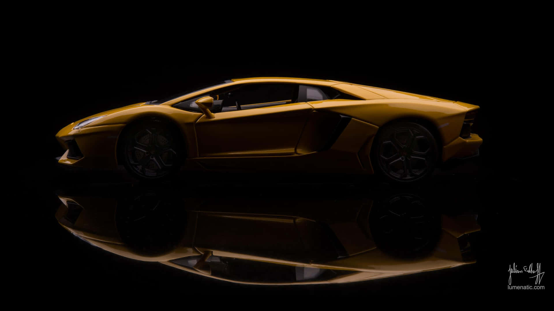 Gold Cars Sports Car In Darkness Background