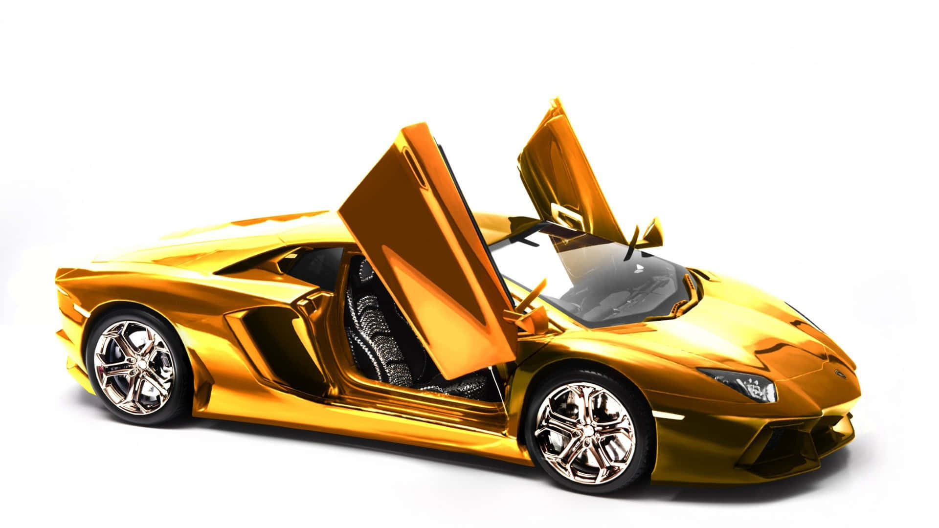 Gold Cars Sports Car Open Doors Background