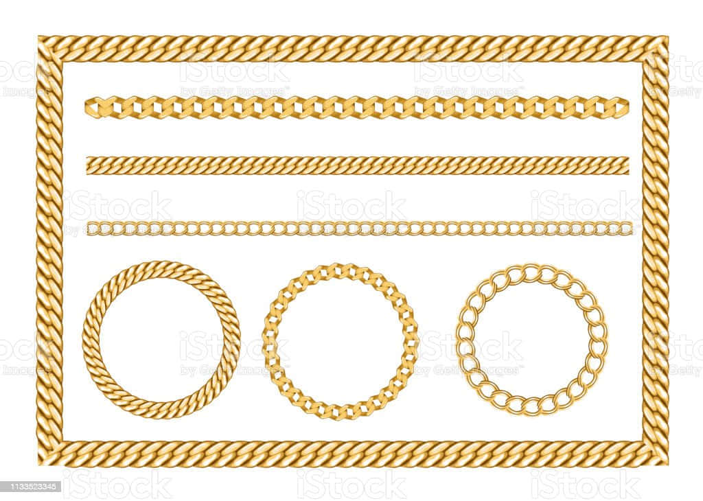 Gold Chain Frame Set Vector Art Illustration Background