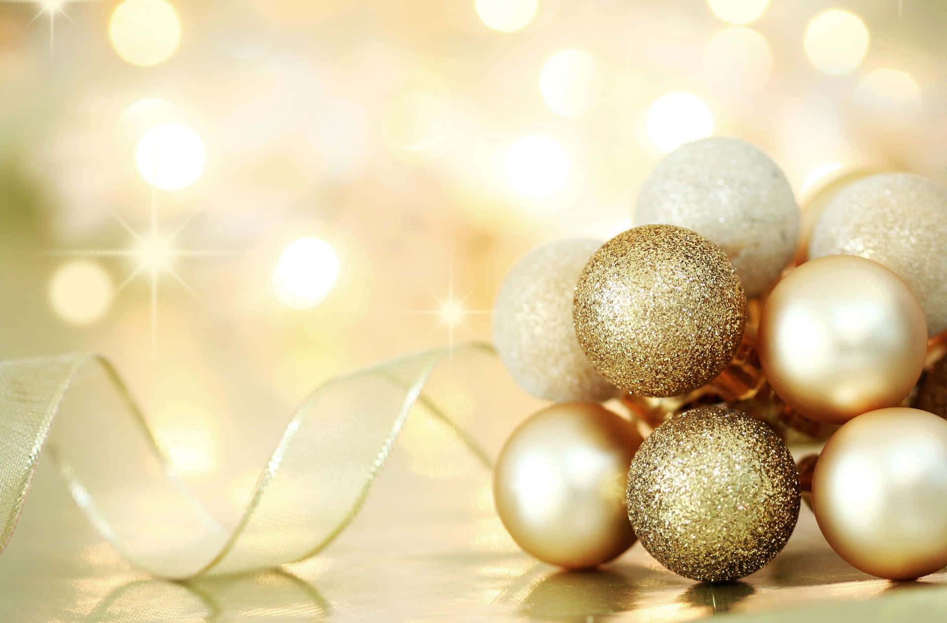 Gold Christmas And Ribbon Background