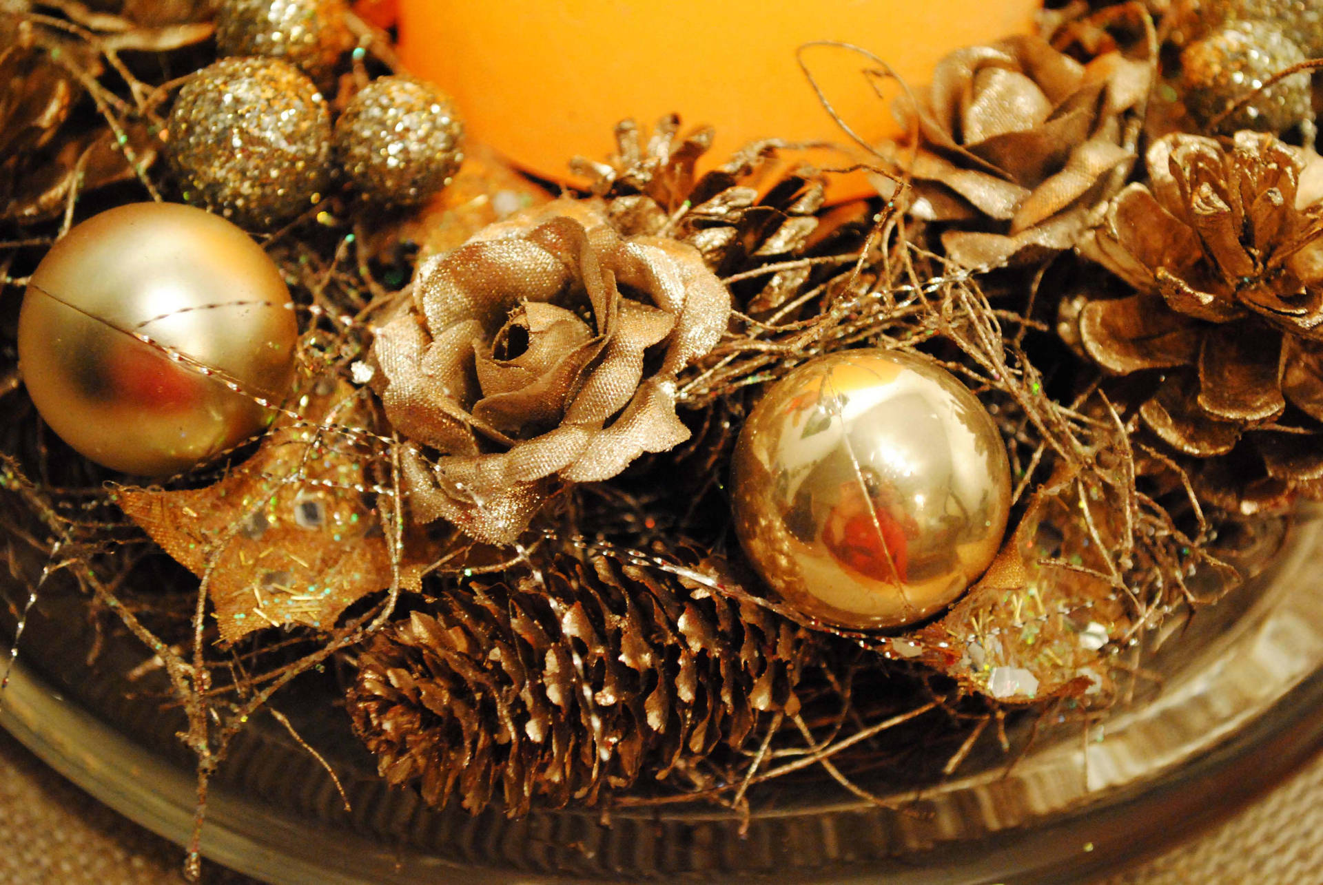 Gold Christmas Decorations Background