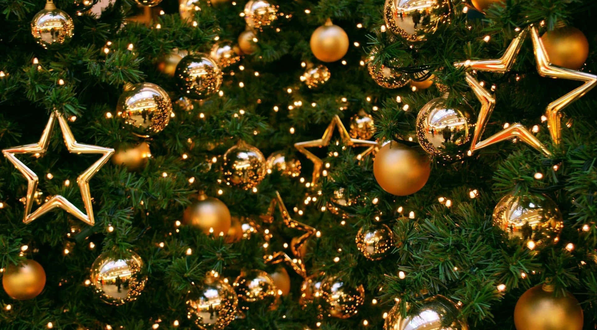 Gold Christmas Ornaments Background