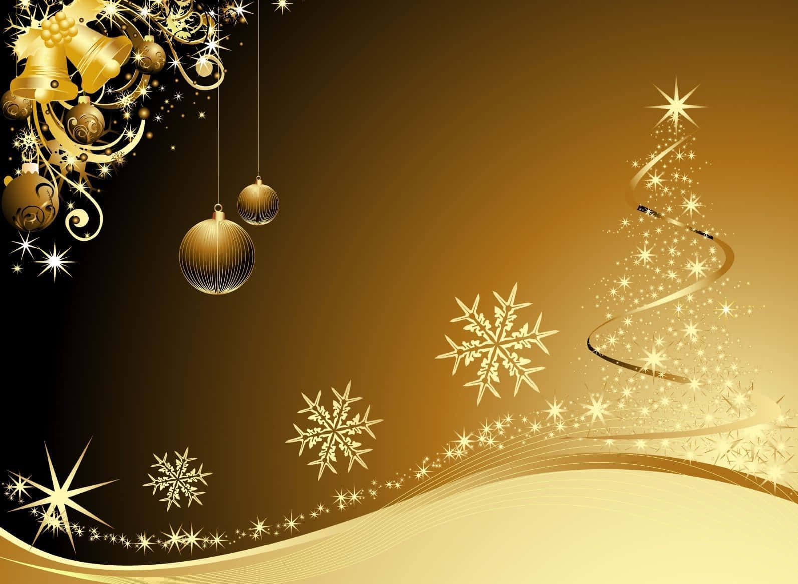 Gold Christmas Snowflakes Background