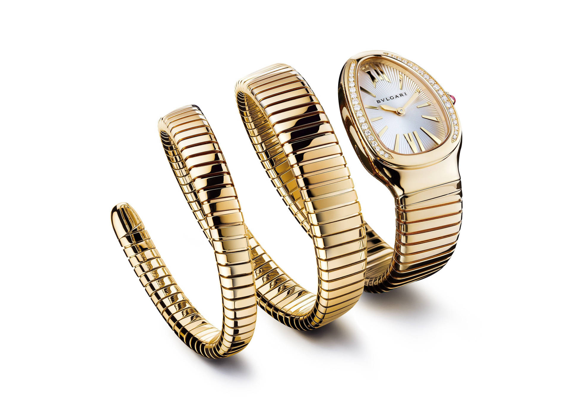 Gold-coiled Bvlgari Watch Background