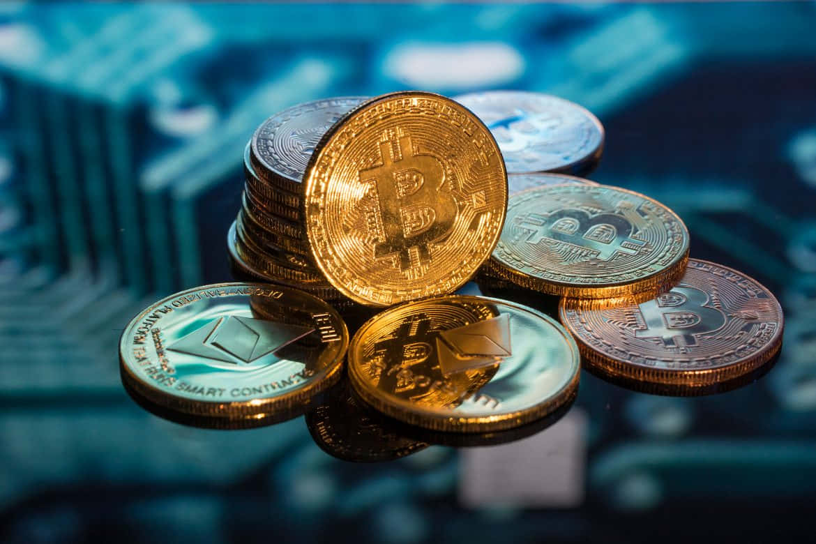 Gold Crypto Coins Background