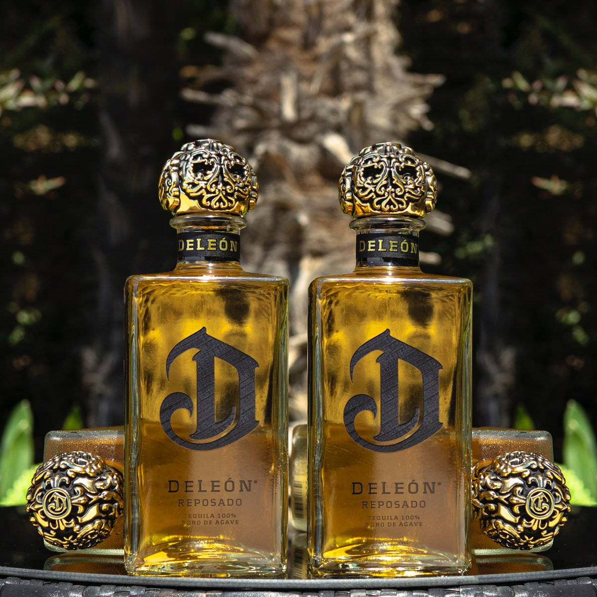 Gold Deleón Tequila Reposado Bottles