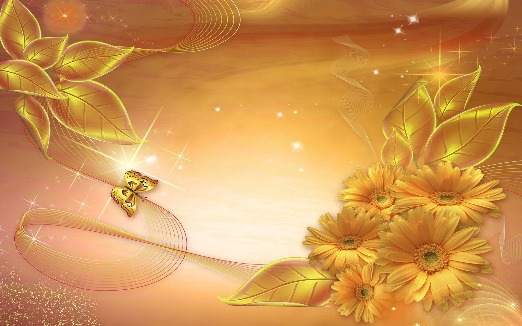 Gold Flowers Background