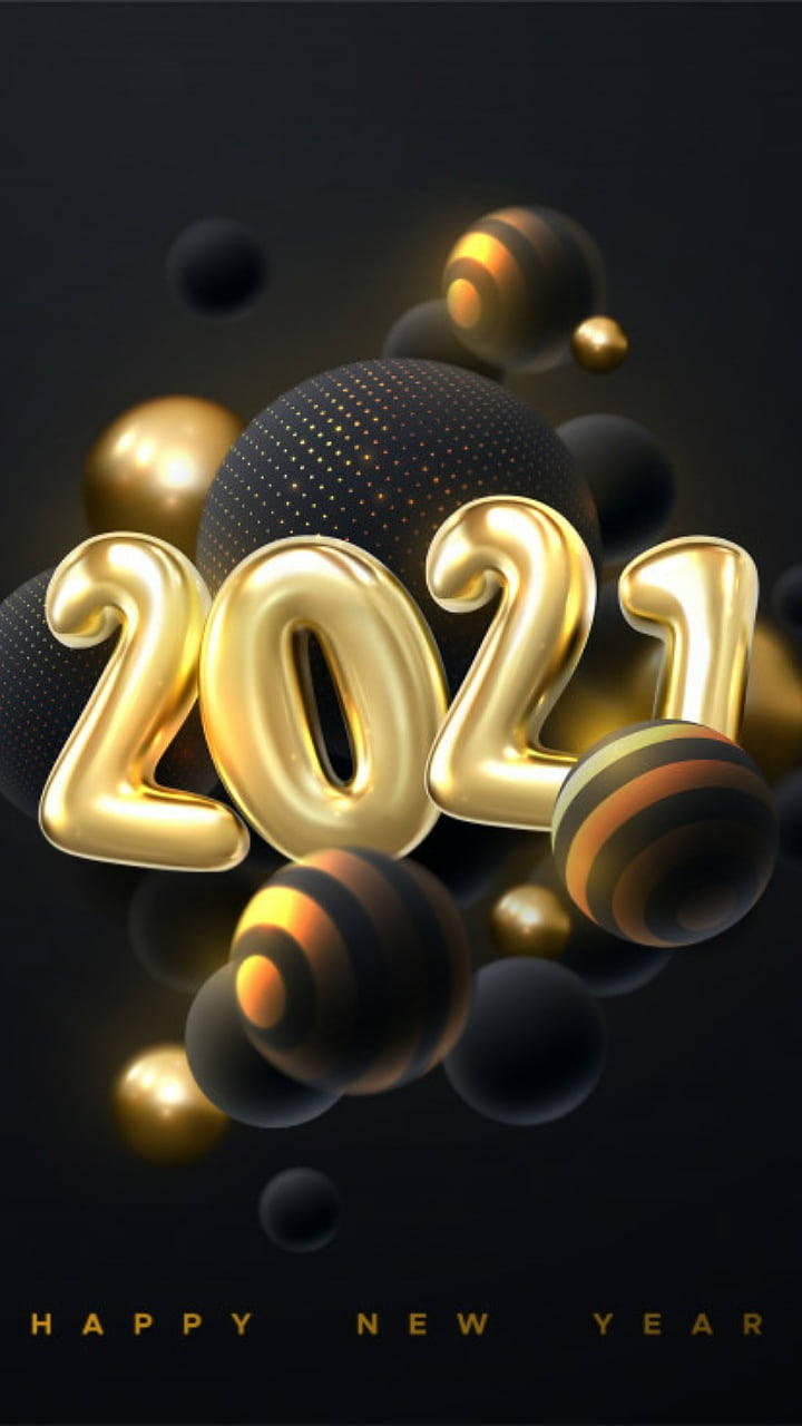 Gold Foil Happy New Year 2021 Balloons Background