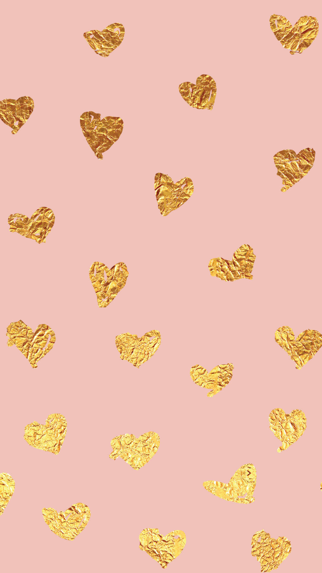 Gold Foil Heart Shapes Background