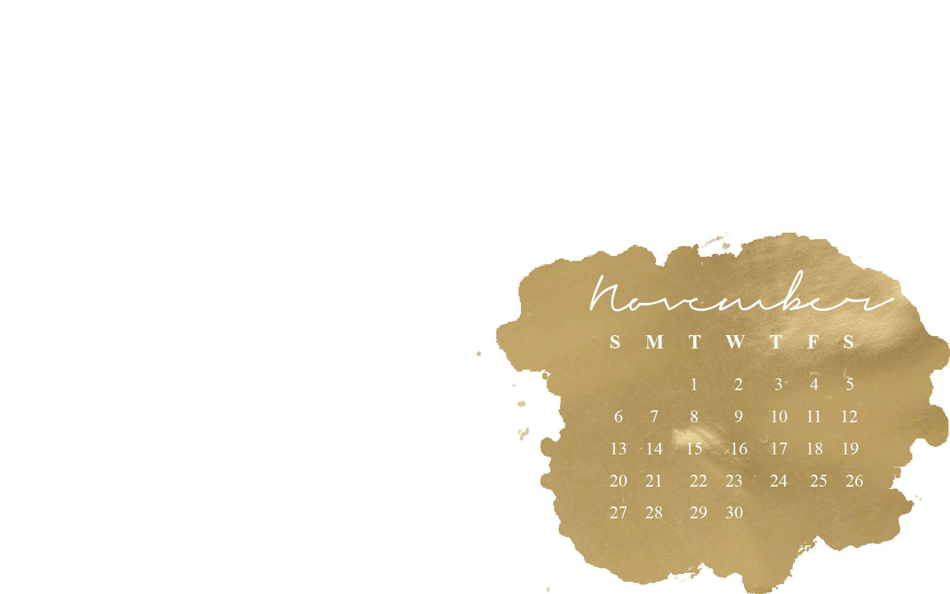 Gold Foil November Calendar Background