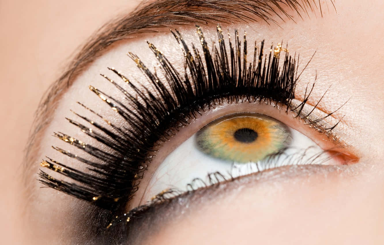 Gold Glitter Eyelashes Background