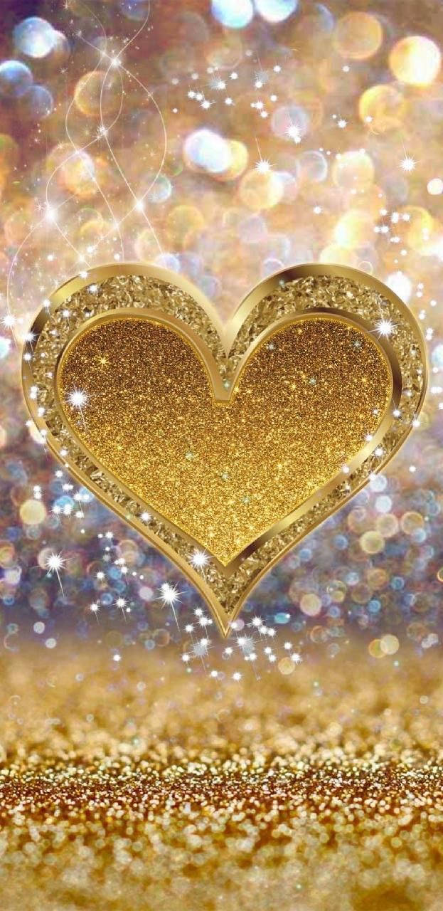 Gold Glitter Heart Background