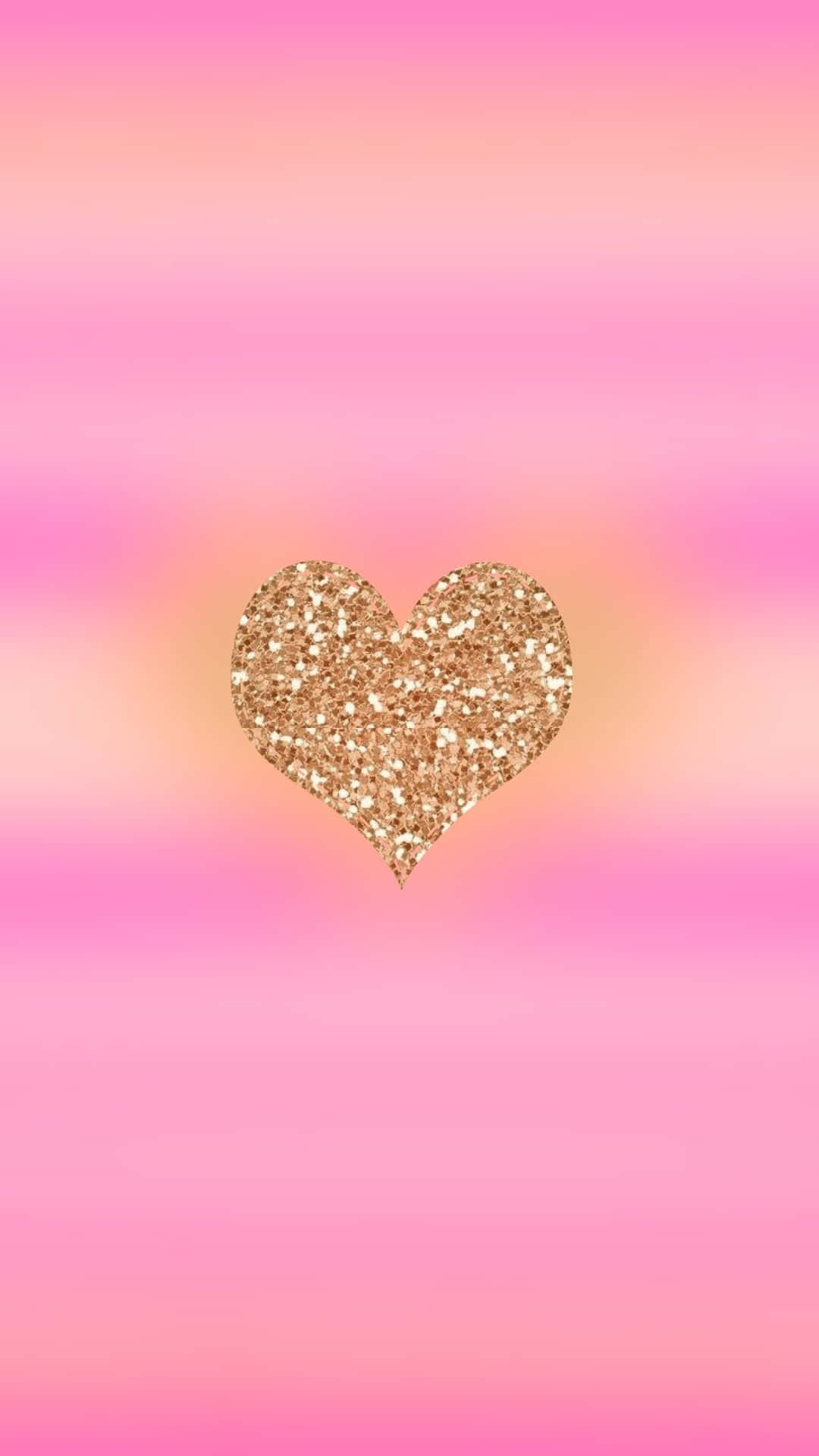 Gold Glitter Pink Hearts With Blur Effect Background