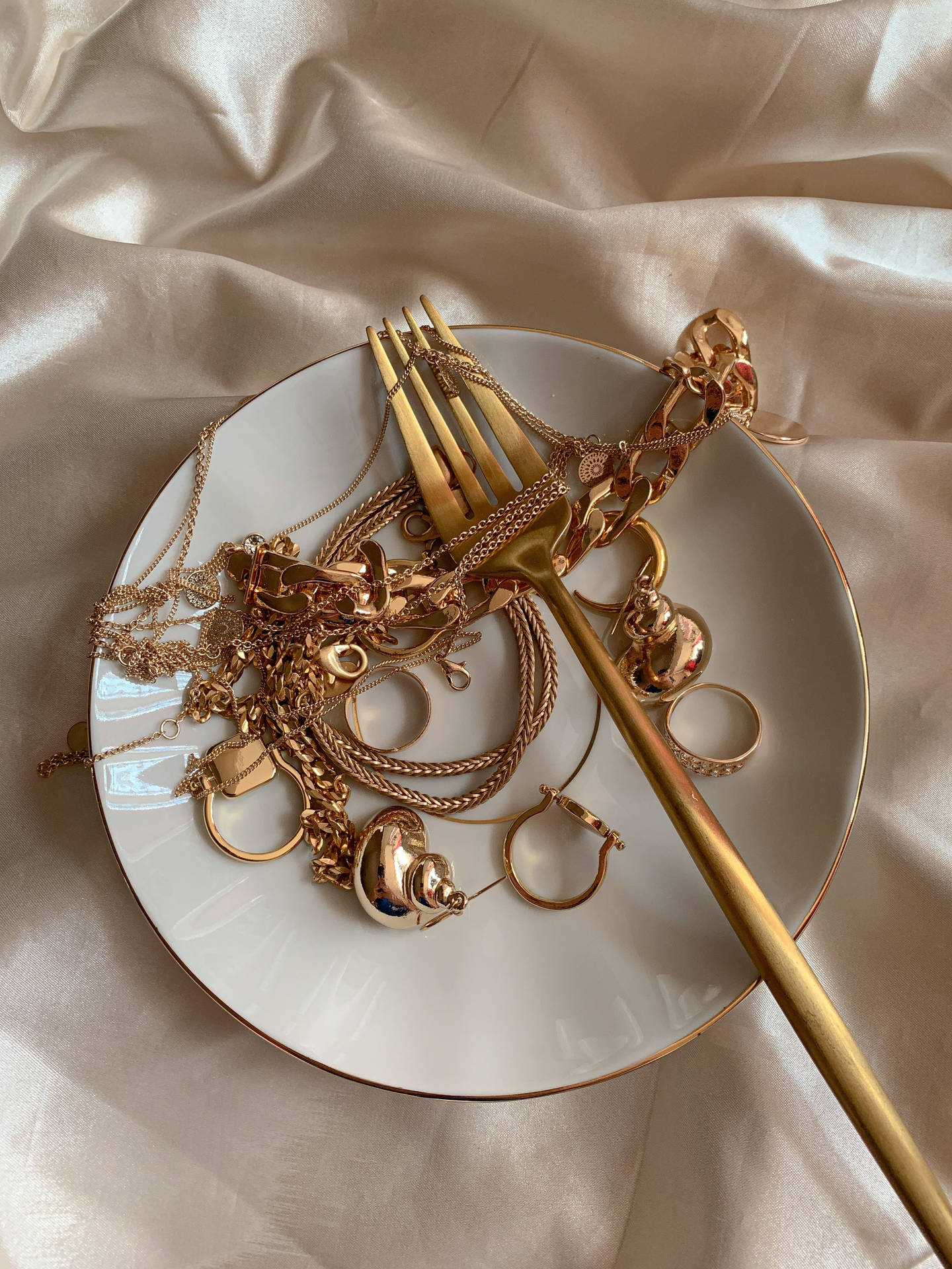 Gold Jewellery Fork Background