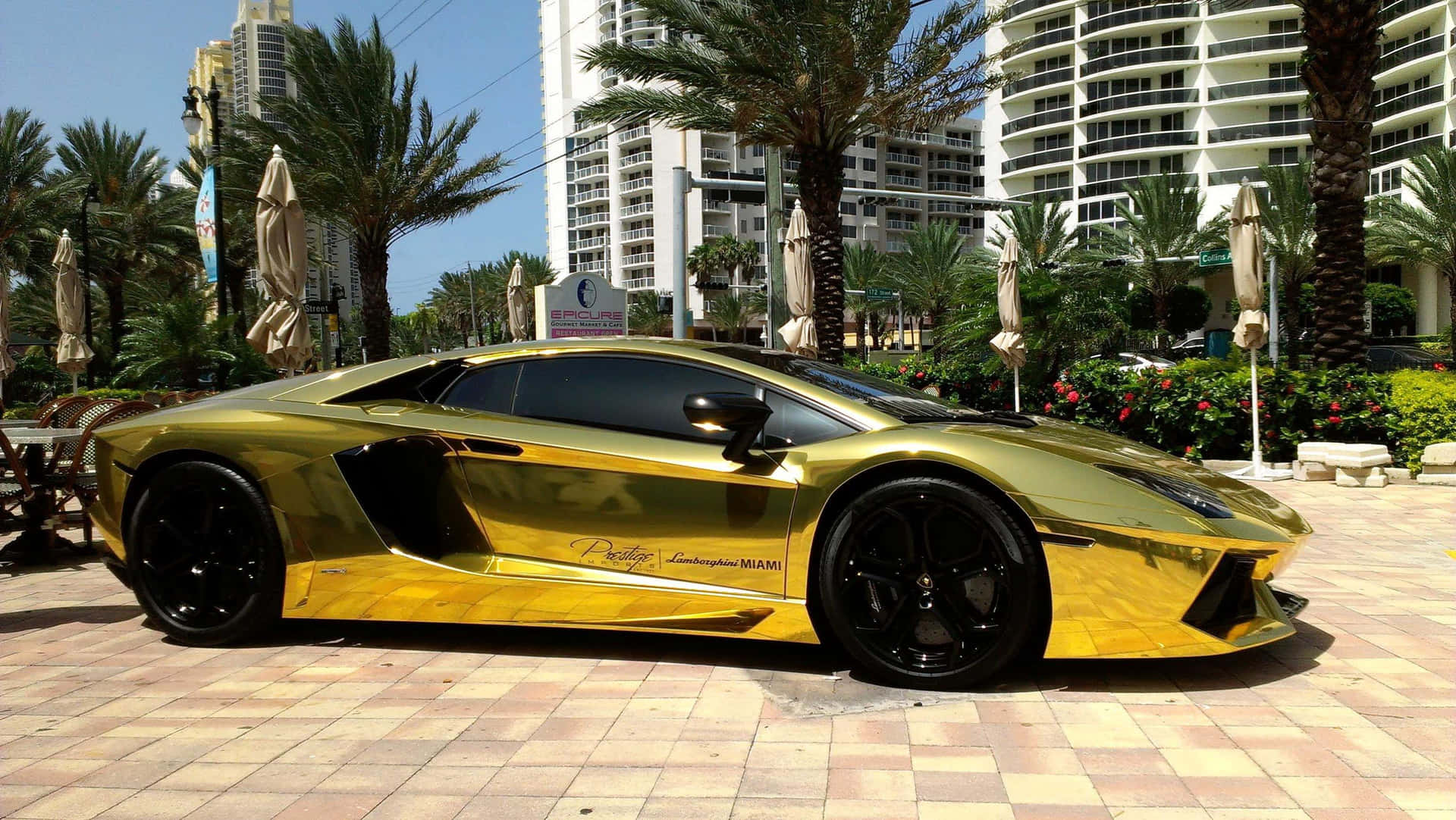 Gold Lamborghini Aventador Creating A Buzz Background