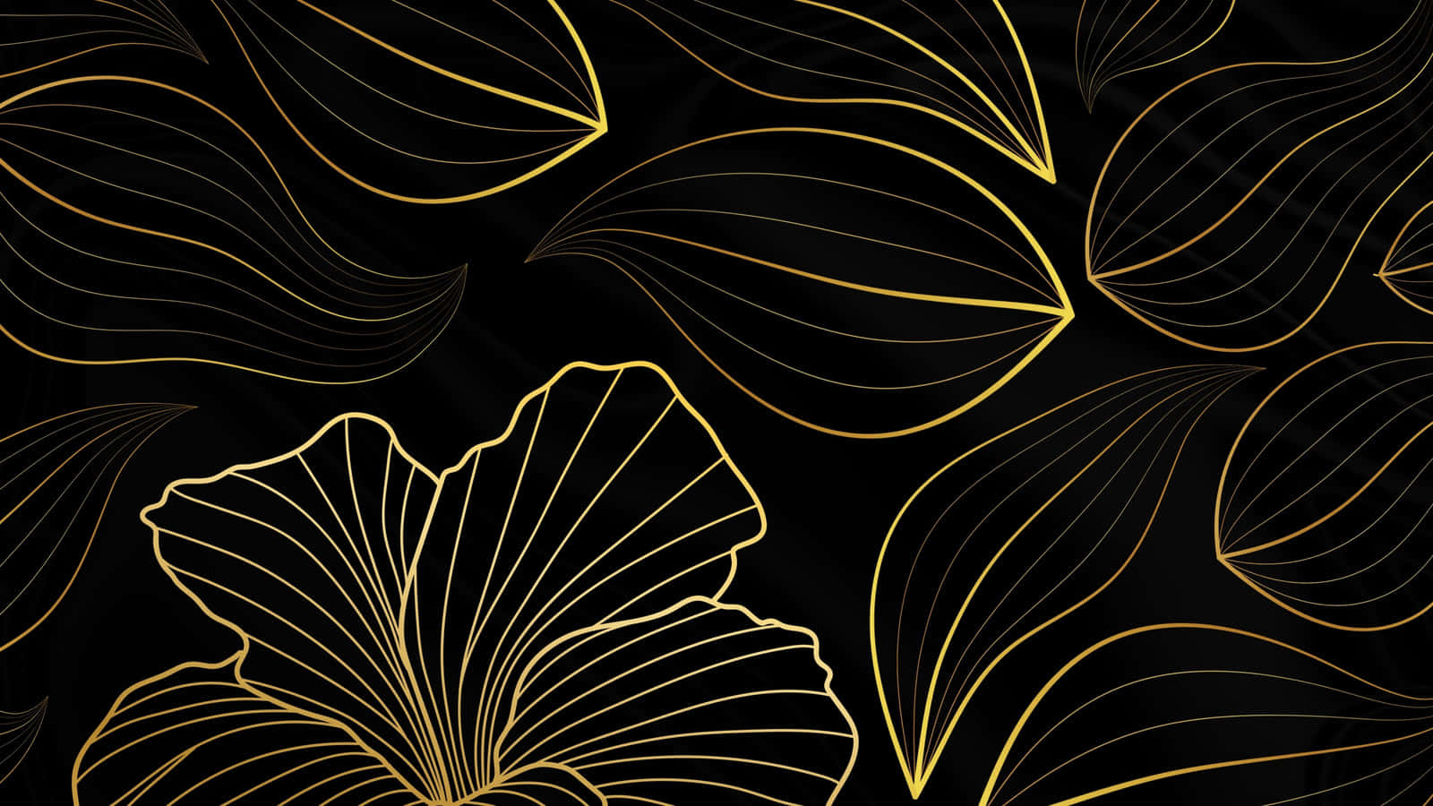 Gold Leaf Pattern On Black Background Background
