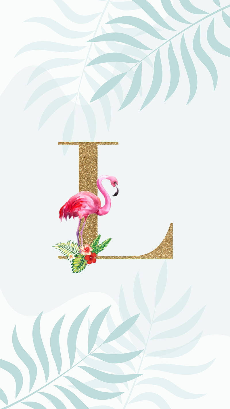 Gold Letter L With Pink Swan Background