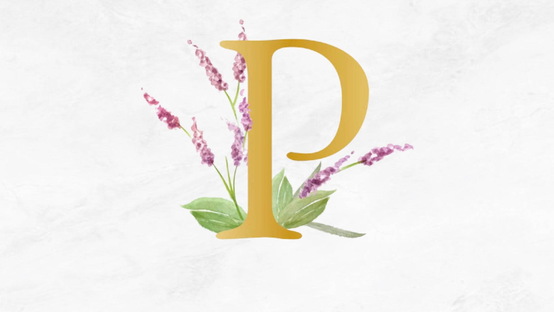 Gold Letter P With Flowers Background