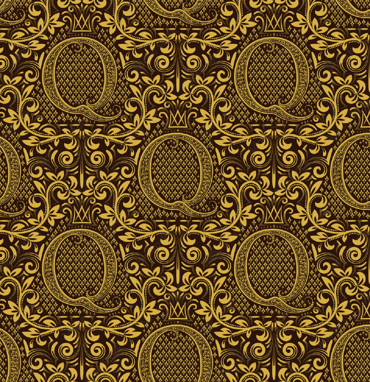 Gold Letter Q Pattern Background
