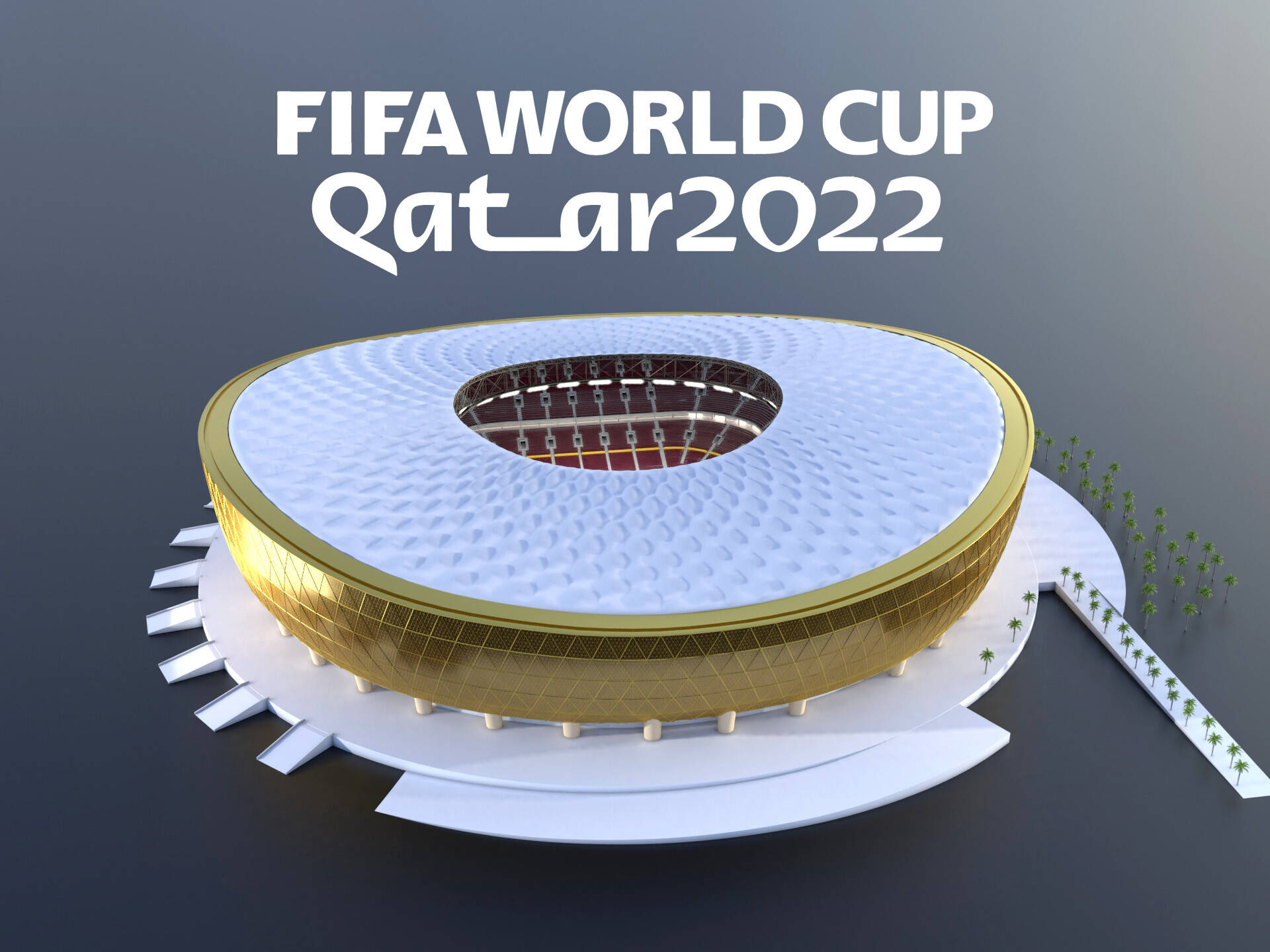 Gold Lusail Stadium: Home Of The 2022 Fifa World Cup Background