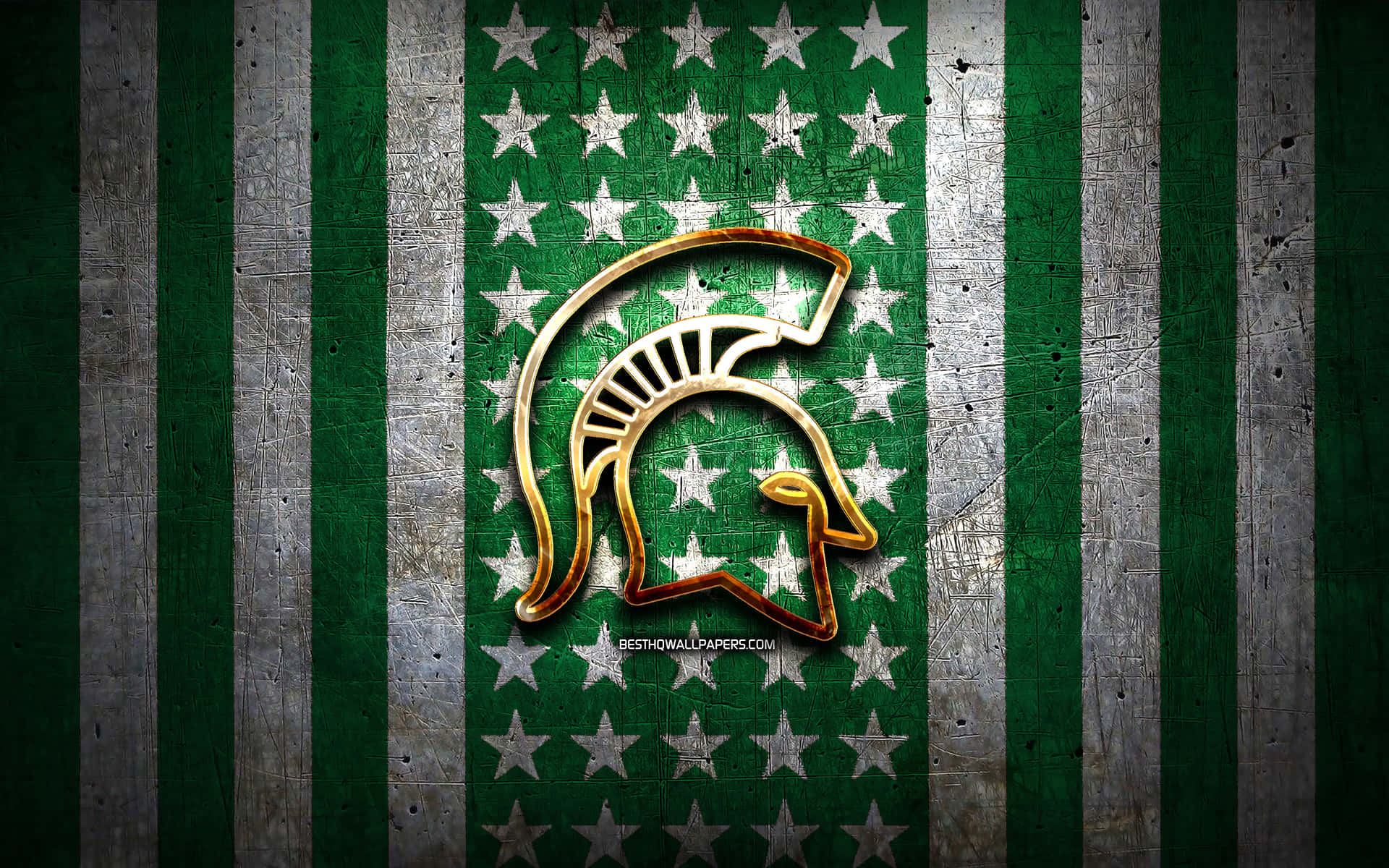 Gold Michigan State Spartans Logo Striped Background Background