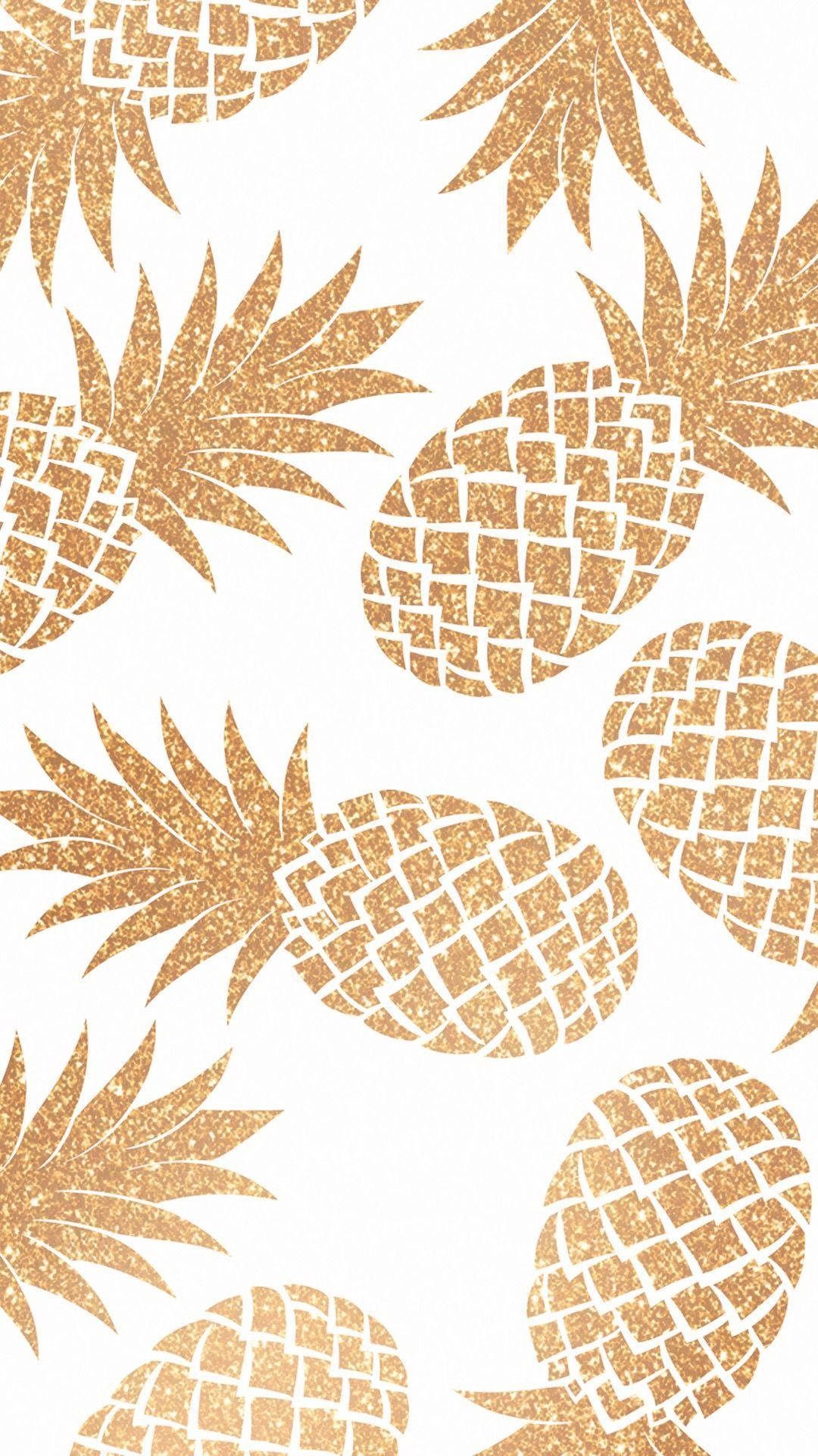 Gold Pineapples On A White Background Background