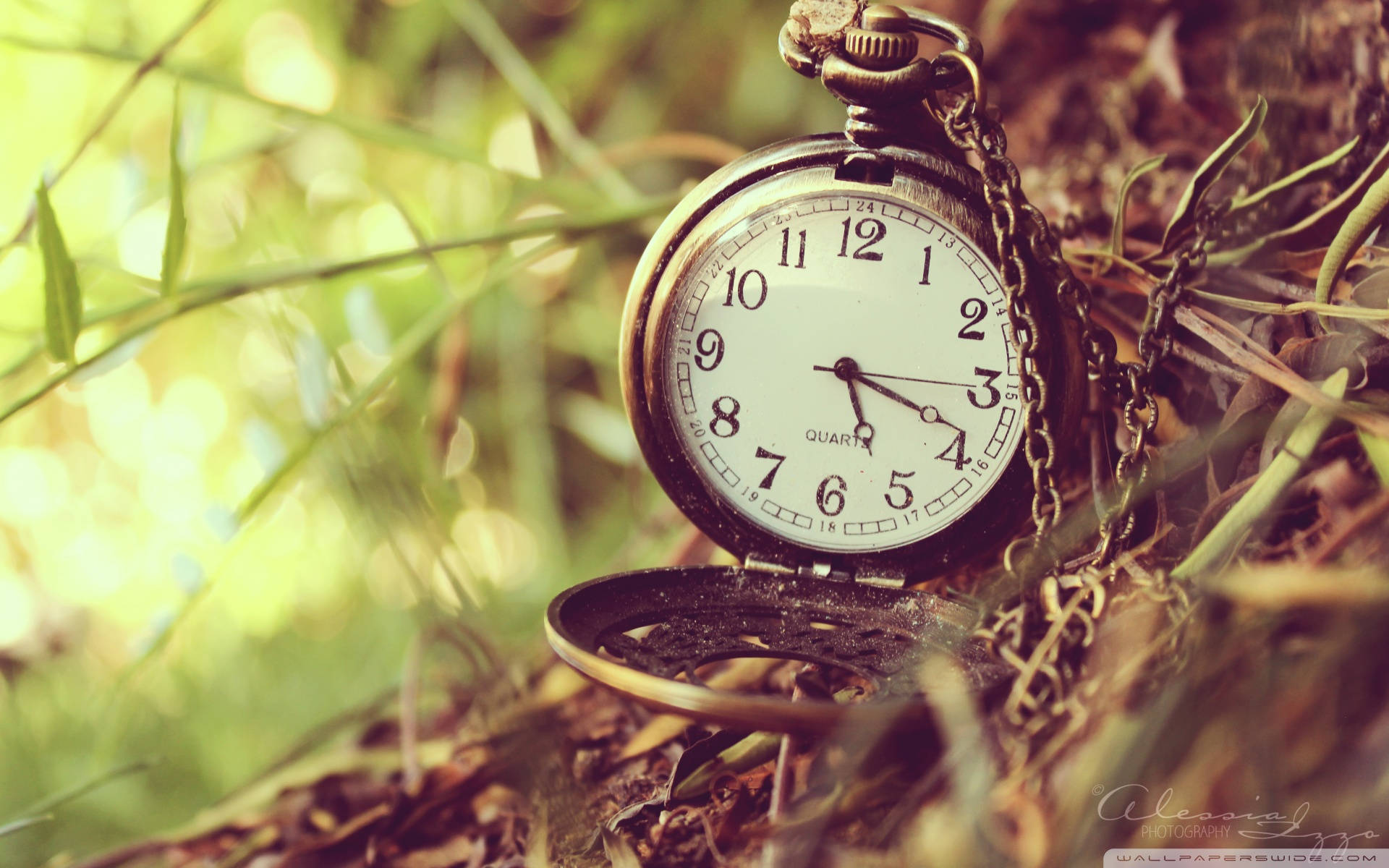 Gold-plated Pocket Watch Time Background
