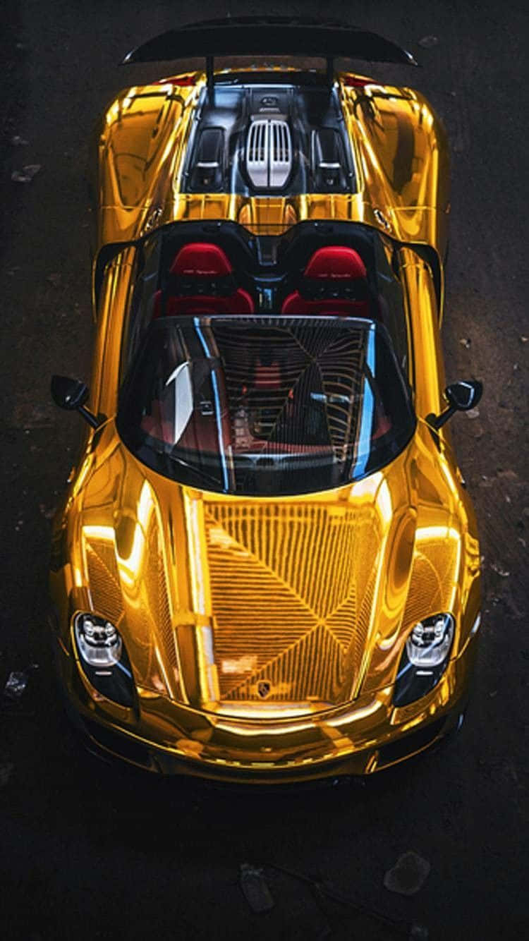 Gold Porsche 918 Spyder Diamond Car Background