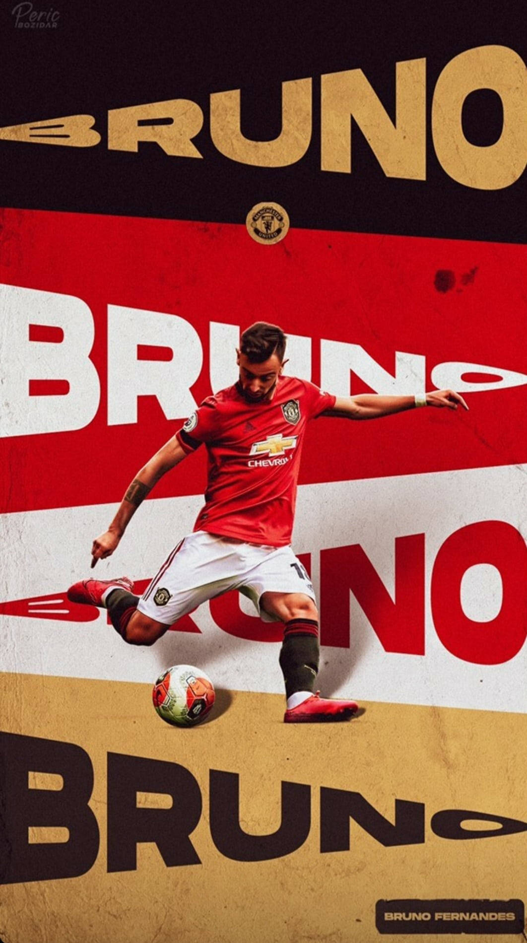 Gold Red Black White Bruno Fernandes Background