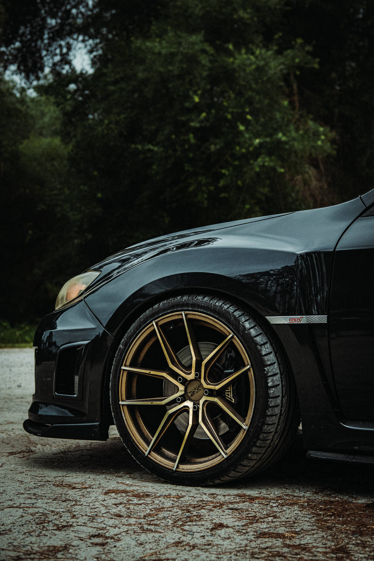 Gold Rim Subaru Wrx Sti 4k Background