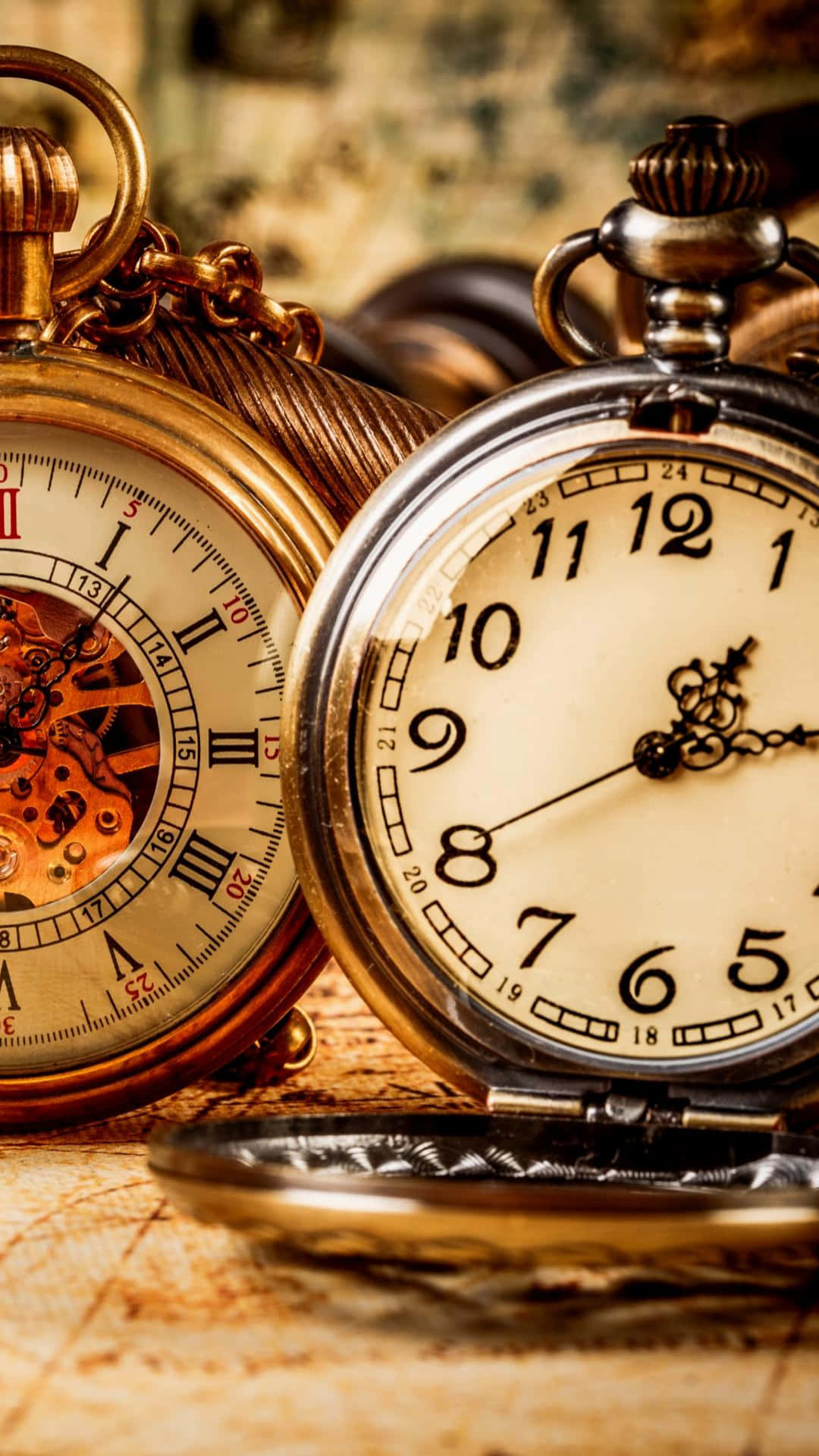 Gold & Silver Time Clock Background