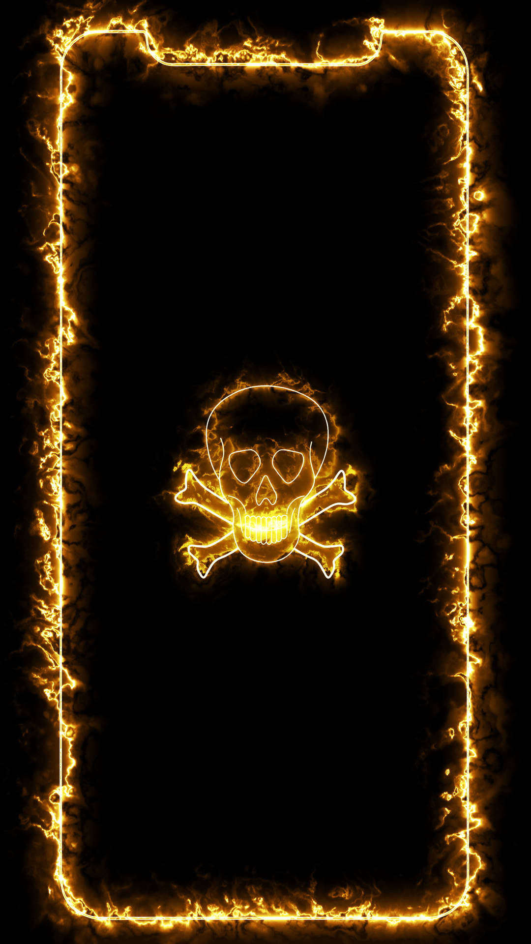 Gold Skull Neon Aesthetic Iphone