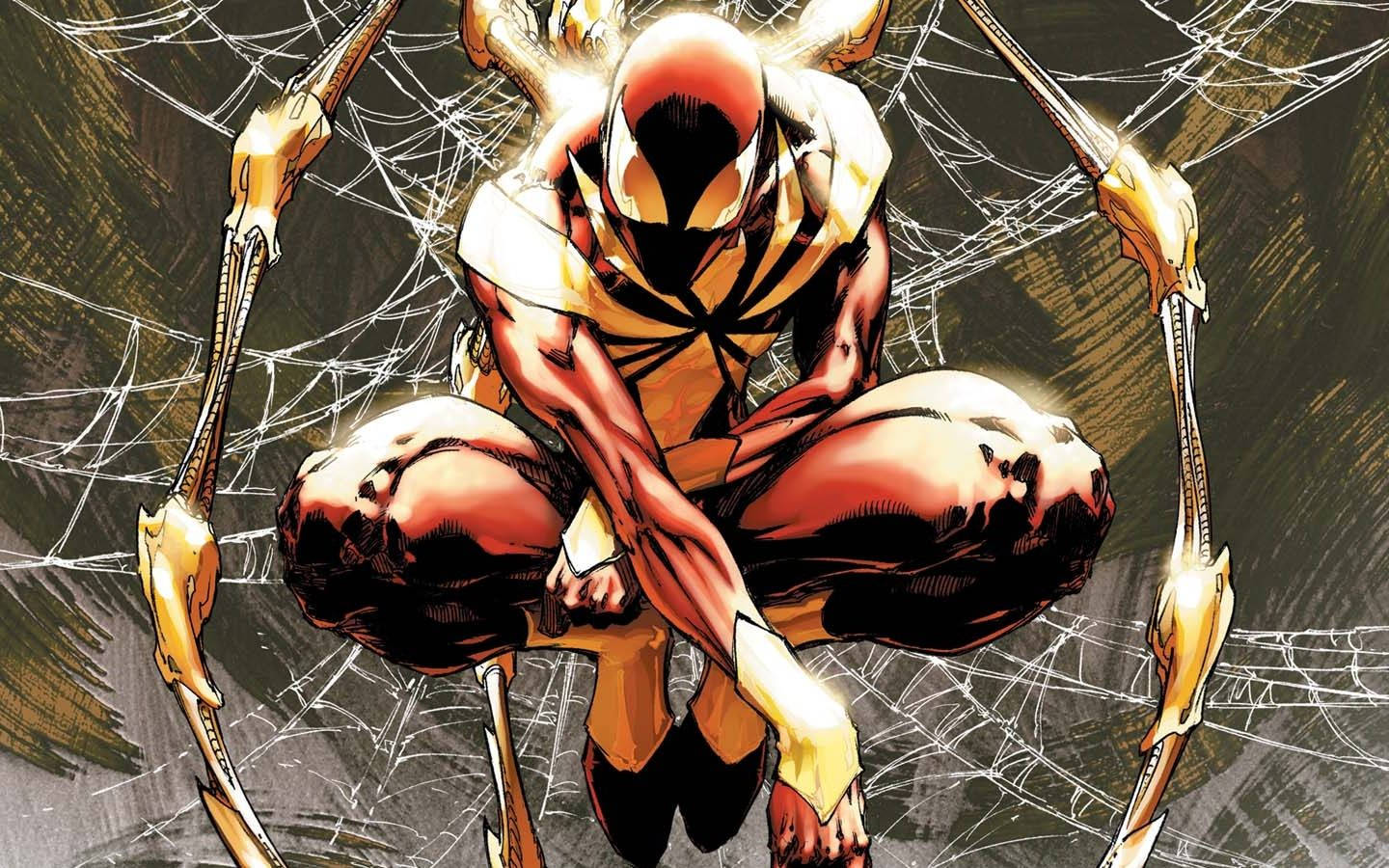 Gold Spiderman Iron Spider Web
