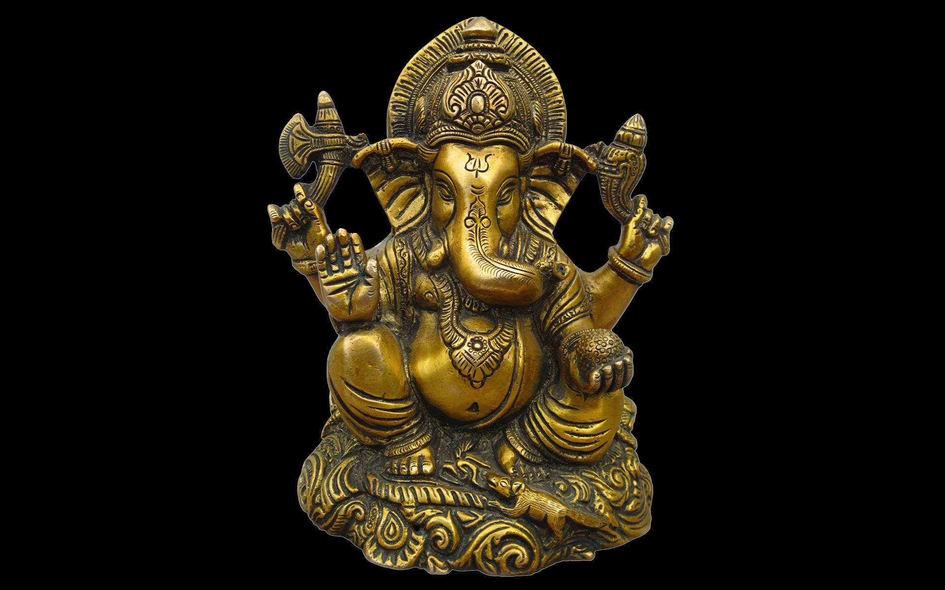 Gold Statue Lord Ganesha Background